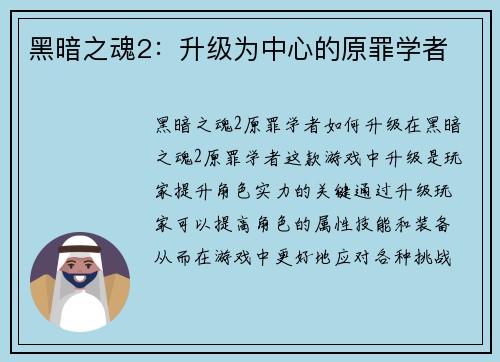 黑暗之魂2：升级为中心的原罪学者